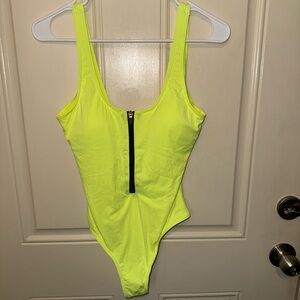 YMI Bright Yellow Zip Bodysuit